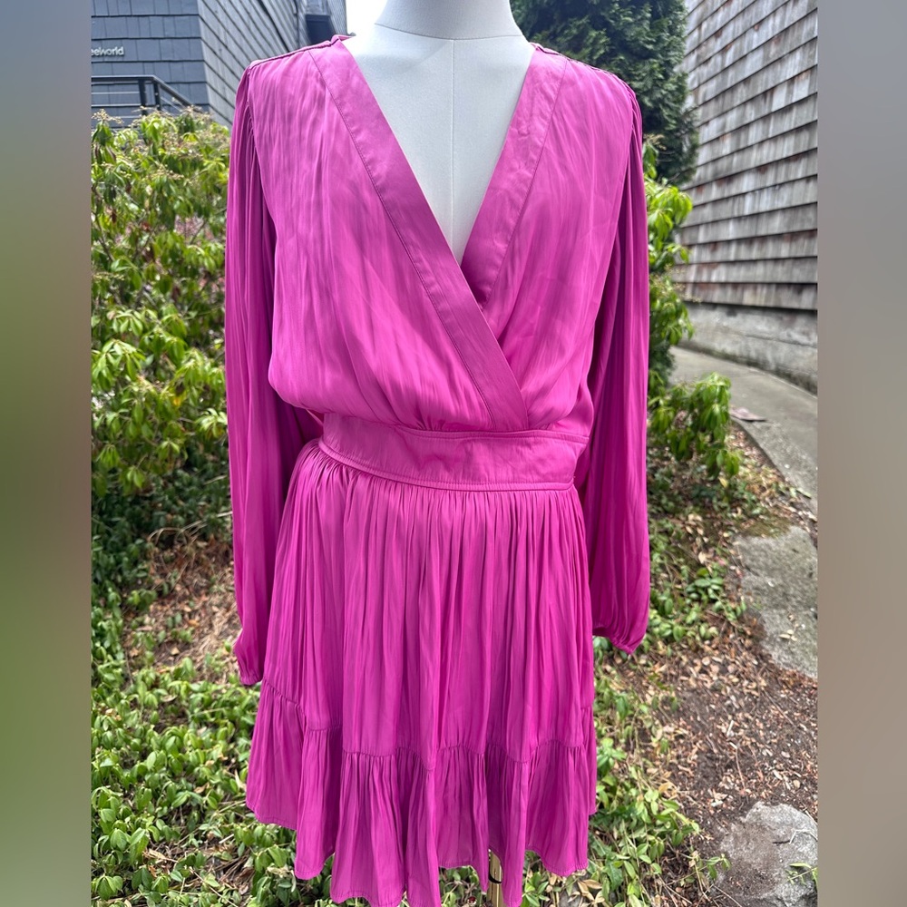 Pink satin flowy dress